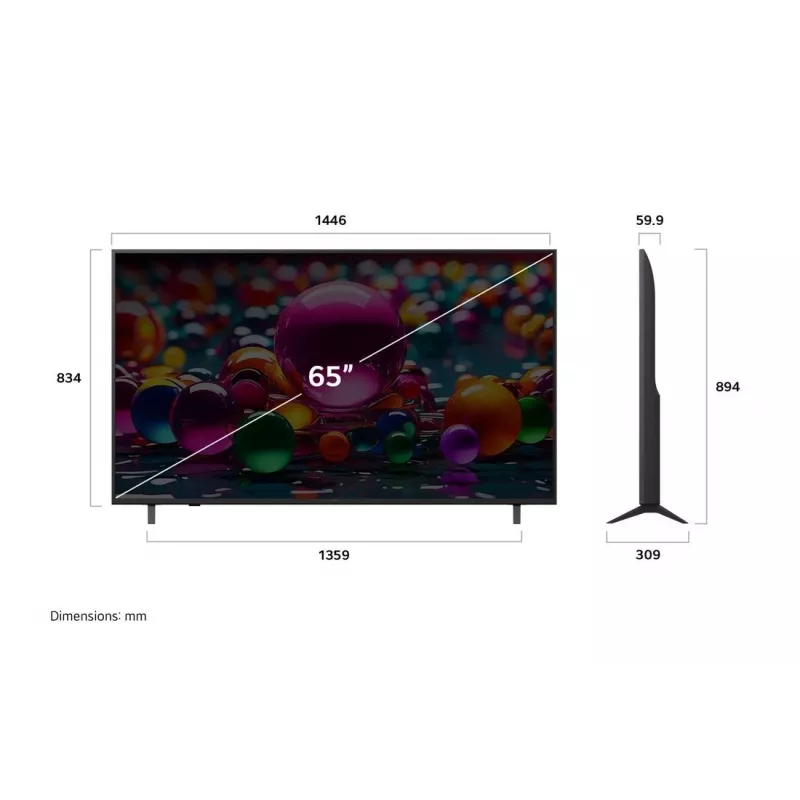 LG UHD AI 65UA75003LA TV 165.1 cm (65 cali) 4K Ultra HD Smart TV Wi-Fi Czarny
