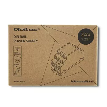 Zasilacz na szynę DIN QOLTEC 30W 24V 1,25A szary