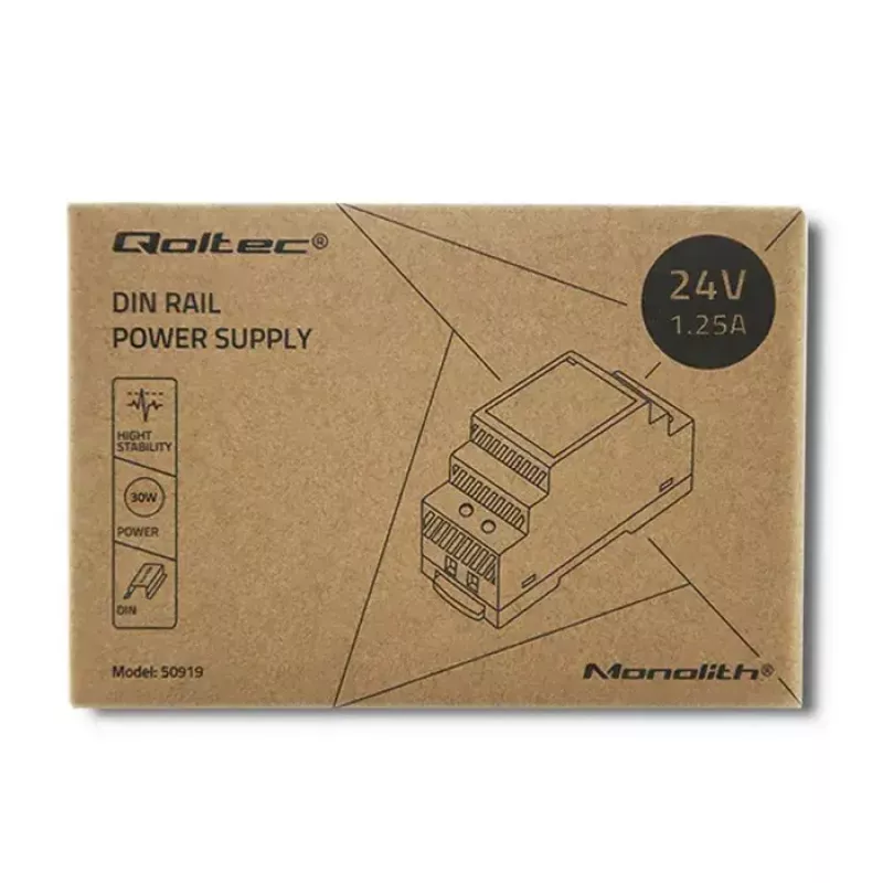Zasilacz na szynę DIN QOLTEC 30W 24V 1,25A szary