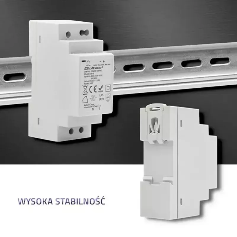 Zasilacz na szynę DIN QOLTEC 30W 24V 1,25A szary
