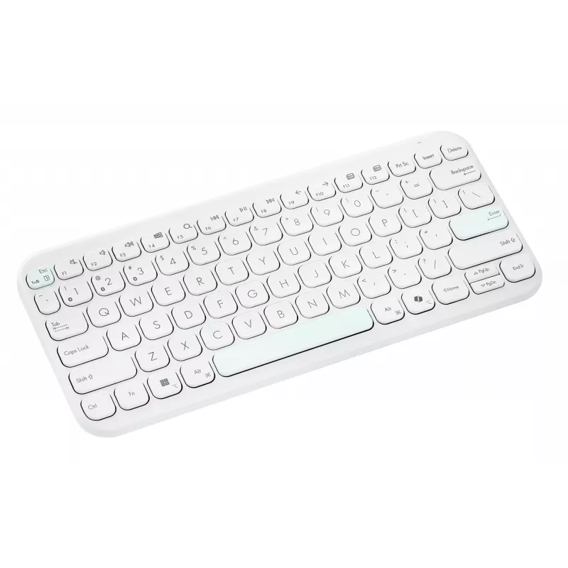 Bezprzewodowa klawiatura Bluetooth ASUS KW100 Marshmallow — układ 75%, QWERTZ, przełączniki nożycowe, biała