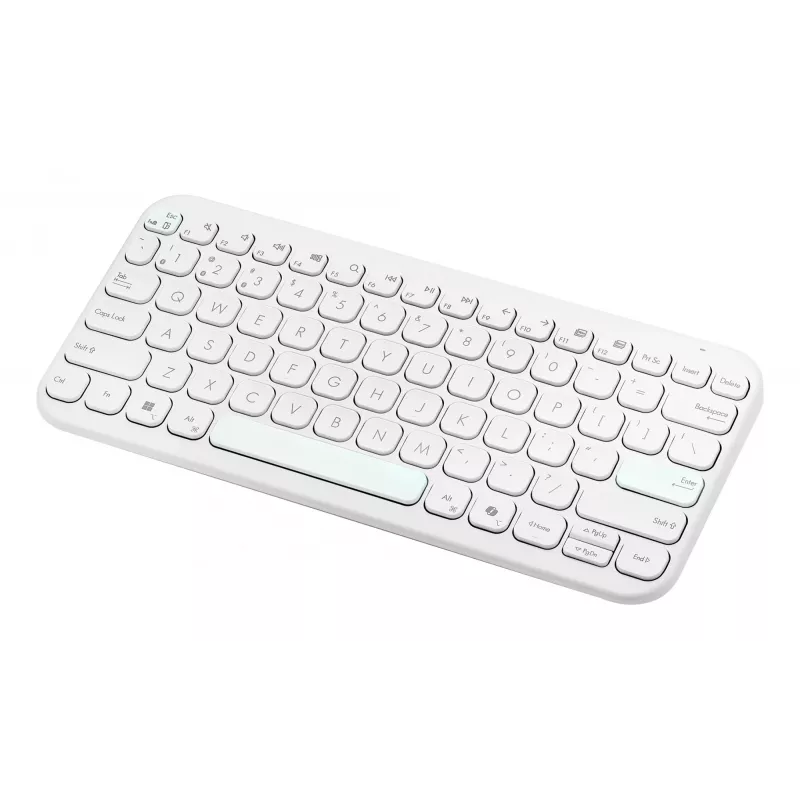 Bezprzewodowa klawiatura Bluetooth ASUS KW100 Marshmallow — układ 75%, QWERTZ, przełączniki nożycowe, biała