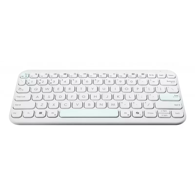 Bezprzewodowa klawiatura Bluetooth ASUS KW100 Marshmallow — układ 75%, QWERTZ, przełączniki nożycowe, biała