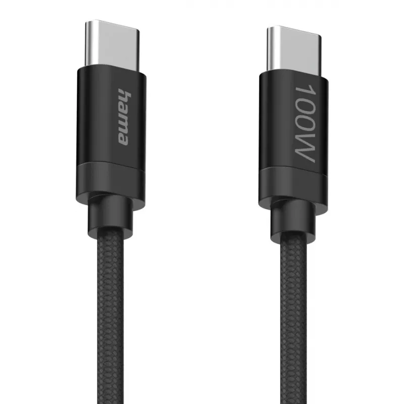 Kabel USB Hama Fabric USB 2.0 1.5 m USB C czarny