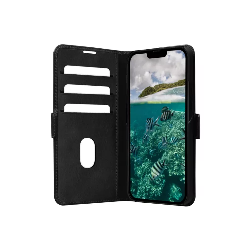 Etui portfel dbramante1928 Copenhagen do iPhone 14 Plus (6,7 cala) — czarne, 3 kieszenie na karty, podstawka na biurko