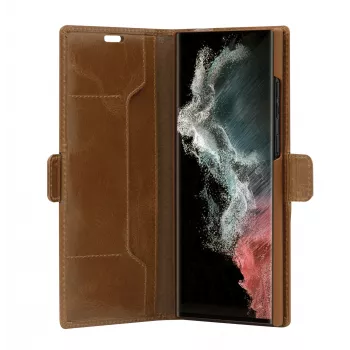 Etui z klapką dbramante1928 Copenhagen cienki do Samsung Galaxy S22 Ultra, ekran 6,8 cala, Tan
