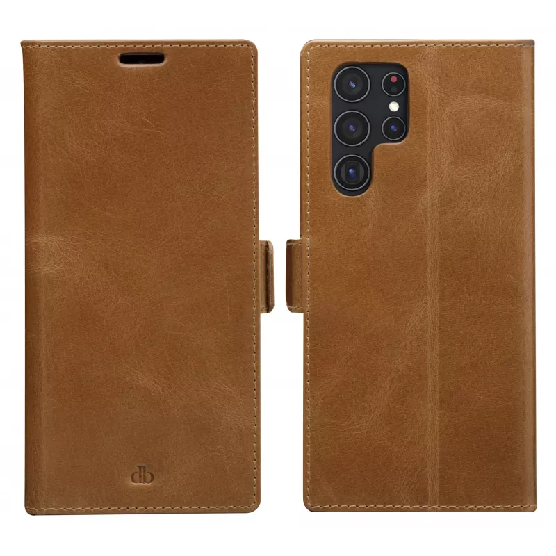 Etui z klapką dbramante1928 Copenhagen cienki do Samsung Galaxy S22 Ultra, ekran 6,8 cala, Tan
