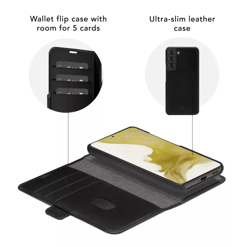 Etui typu portfel dbramante1928 Lynge do Samsung Galaxy S21+ (6,7 cala, czarne) z 3 kieszeniami na karty