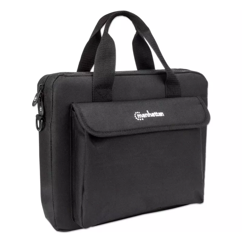 Torba na laptopa Manhattan London 12,5 cala, ładowana od góry, czarna, NISKI KOSZT, kieszeń na akcesoria, pasek na ramię (odpinany), etui na notebooka, trzyletnia gwarancja