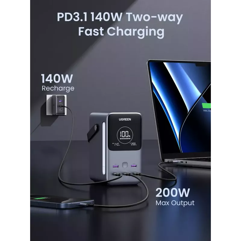 Ugreen Nexode Powerbank 48000 mAh Litowo-szary