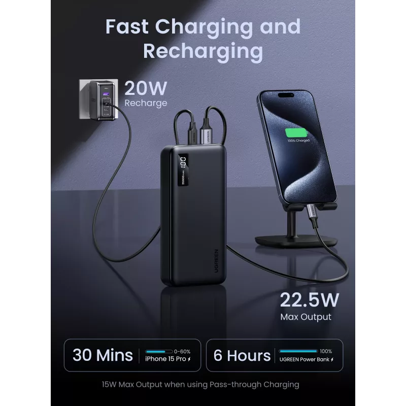 Ugreen 25683 power bank 20000 mAh Czarny