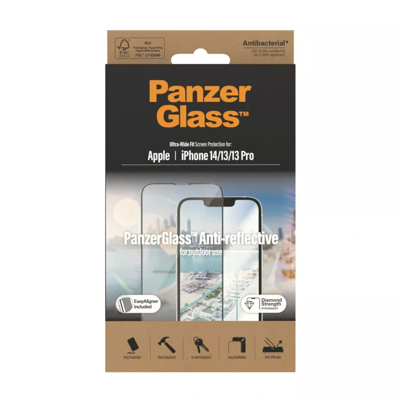 Folia ochronna PanzerGlass Anti-reflective do Apple iPhone 14 / 13 / 13 Pro — Szkło hartowane, PET, ultra-szerokie dopasowanie, EasyAligner