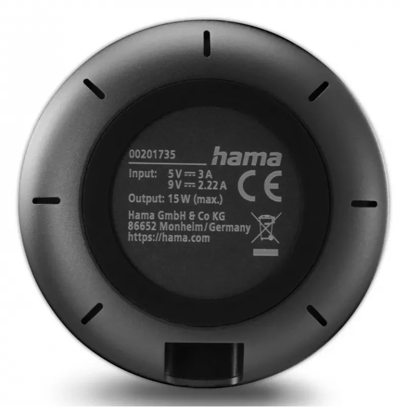 Hama 00201735 ładowarka do urządzeń mobilnych Smartfon Czarny USB Ładowanie bezprzewodowe Szybkie ładowanie Wewnętrzna
