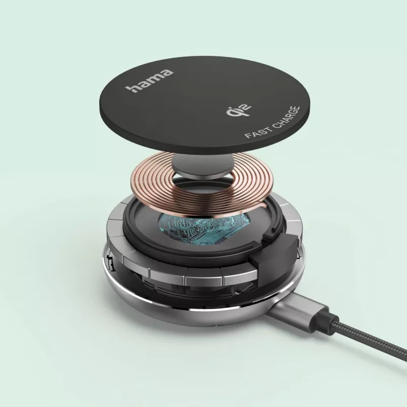 Hama 00201735 ładowarka do urządzeń mobilnych Smartfon Czarny USB Ładowanie bezprzewodowe Szybkie ładowanie Wewnętrzna