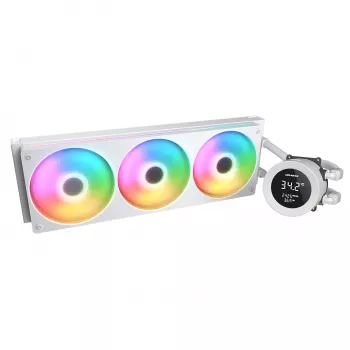 Chłodzenie cieczą All-in-one CPU Cougar Poseidon Vistek 360, ARGB, wentylatory 120 mm, białe, obsługa LGA1700/AM5
