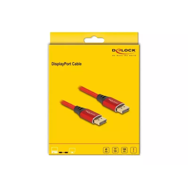 DeLOCK DisplayPort kabel 16K 60 Hz 2 m czerwony metal