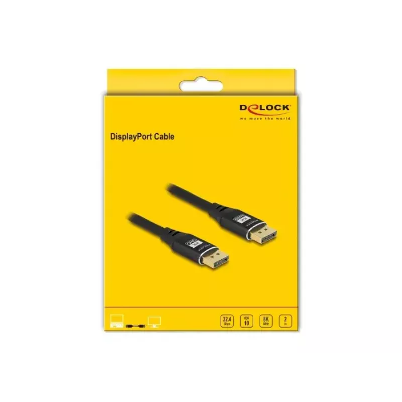 Kabel DisplayPort DeLOCK 8K 60 Hz 2 m czarny metal