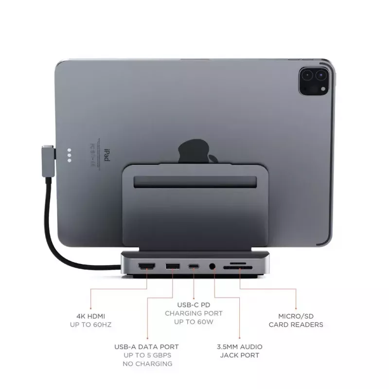 Laptop dock Satechi ST-TCSHIPM USB-C (USB 3.2 Gen 1) z HDMI, SD/MicroSD, 60W PD, szary