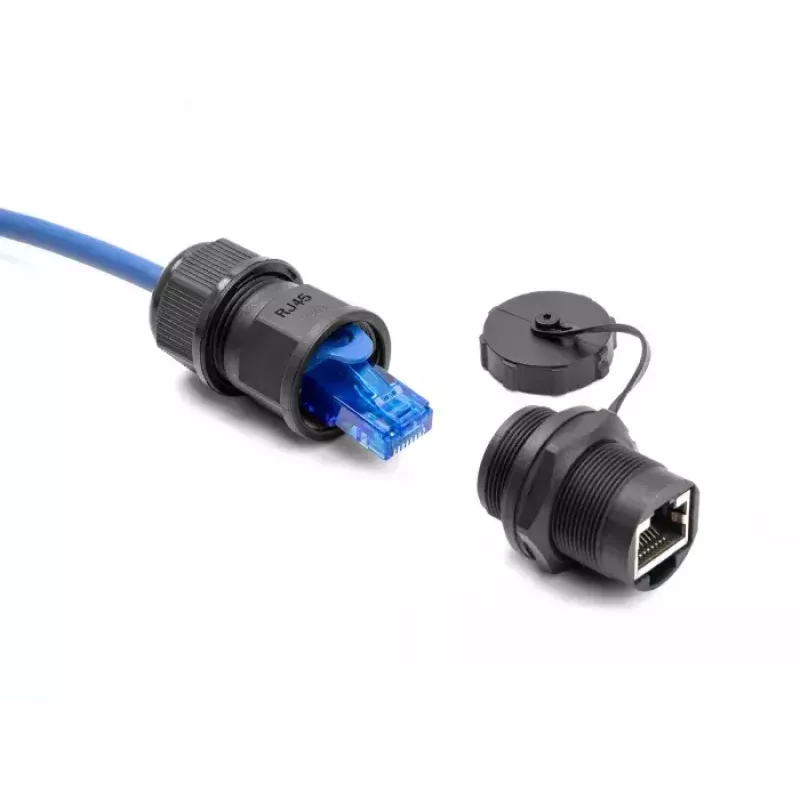 Złącze DeLOCK RJ45 Cat.6A z nasadką uszczelniającą IP67 pyło- i wodoszczelne