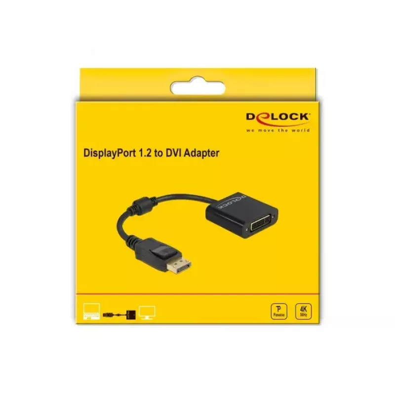 Adapter DeLOCK DisplayPort 1.2 męski na DVI żeński 4K Pasywny czarny