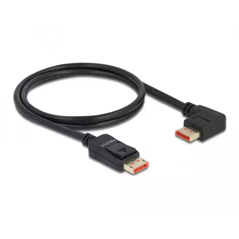Kabel DisplayPort DeLOCK 87044 8K 60Hz 1m wtyk prosty na wtyk 90° lewy kątowy