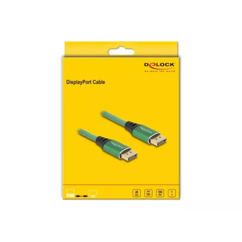 DeLOCK DisplayPort kabel 16K 60 Hz 1 m zielony metal
