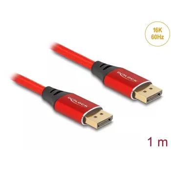 Kabel DisplayPort DeLOCK 16K 60 Hz 1 m czerwony metal