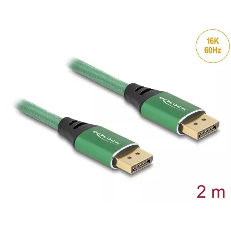 Kabel DisplayPort DeLOCK 16K 60 Hz 2 m zielony metal
