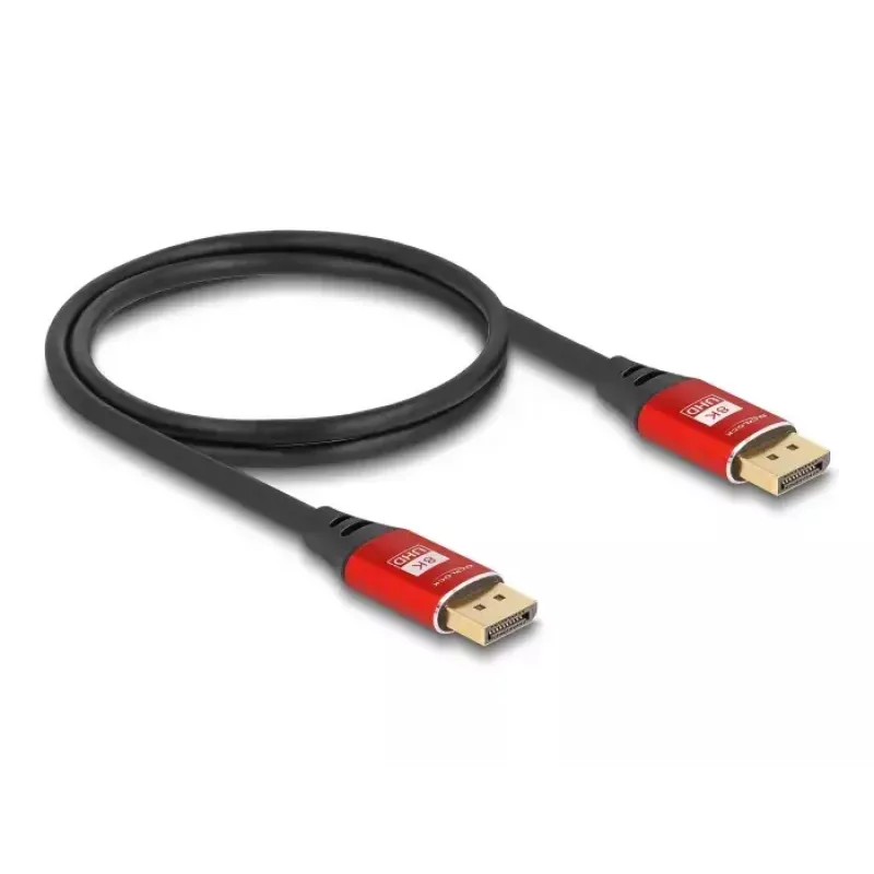 Kabel DisplayPort DeLOCK 8K 60 Hz 1 m czerwony metal