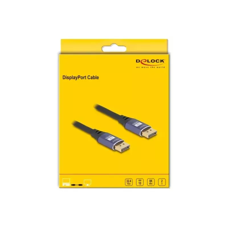 Kabel DisplayPort DeLOCK 8K 60 Hz 2 m liliowy metaliczny