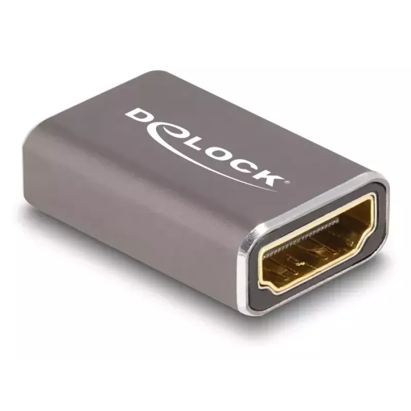 DeLOCK Adapter HDMI żeński na żeński 8K 60 Hz szary metalowy