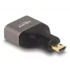 Adapter DeLOCK HDMI Micro-D męski na A żeński 8K 60 Hz szary metalowy