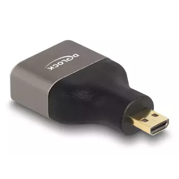 Adapter DeLOCK HDMI Micro-D męski na A żeński 8K 60 Hz szary metalowy
