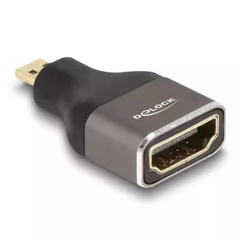 Adapter DeLOCK HDMI Micro-D męski na A żeński 8K 60 Hz szary metalowy