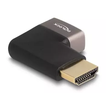 Adapter DeLOCK HDMI męski na żeński 90° kątowy w prawo 8K 60 Hz szary metal