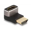 Adapter DeLOCK HDMI, męski na żeński, kątowy 90° w dół, 8K 60 Hz, szary metal