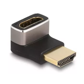 Adapter DeLOCK HDMI, męski na żeński, kątowy 90° w dół, 8K 60 Hz, szary metal
