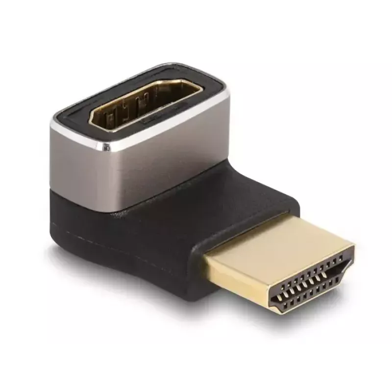 Adapter DeLOCK HDMI, męski na żeński, kątowy 90° w dół, 8K 60 Hz, szary metal