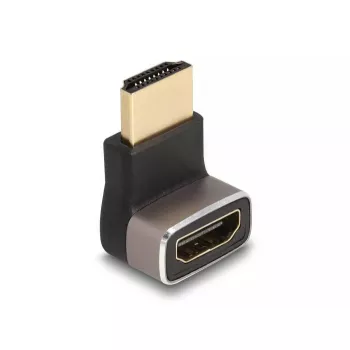 Adapter DeLOCK HDMI, męski na żeński, kątowy 90° w dół, 8K 60 Hz, szary metal