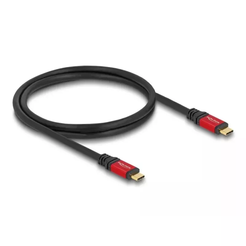 Kabel USB DeLOCK 80050 Type-C męski na męski PD 3.1 240W 1m czerwony metal