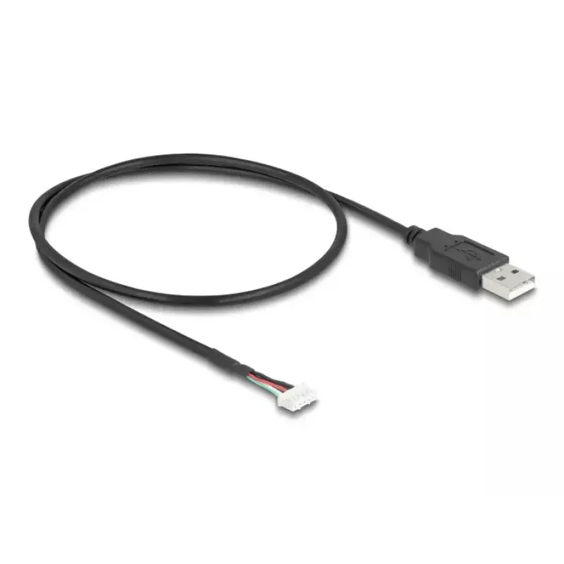 Kabel DELOCK USB 2.0 0,6 m USB A – 5-pinowa kostka zaciskowa, czarny