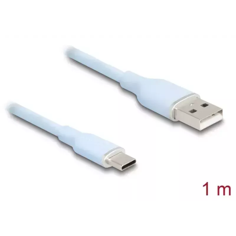 Kabel USB DeLOCK USB 2.0 1 m USB A USB C niebieski 81222