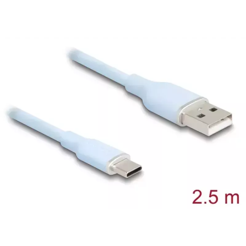 Kabel USB DeLOCK USB 2.0 2,5 m USB A USB C niebieski