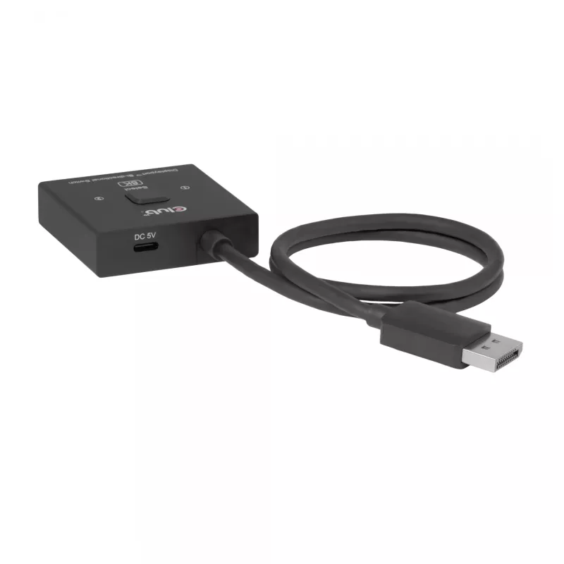DisplayPort 2-w-1 Dwukierunkowy przełącznik CLUB3D CSV-1009 — 2x wyjścia DisplayPort, 8K@60Hz, czarny