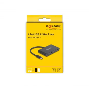 Delock 64129 Hub USB 3.2 Gen 2 Type-C 5000 Mbit/s Czarny