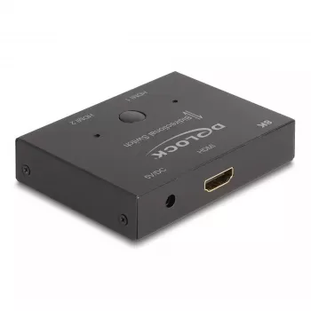 DeLOCK HDMI przełącznik 2 - 1 dwukierunkowy 8K 60 Hz metalowy czarny