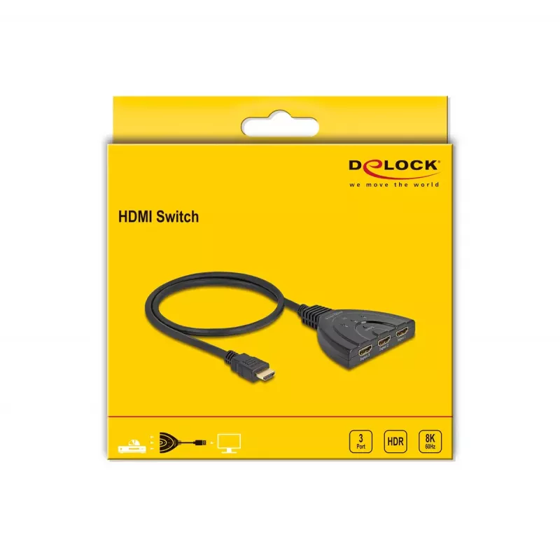 Przełącznik HDMI DeLOCK 3 x wejście HDMI na 1 x wyjście HDMI 8K 60 Hz