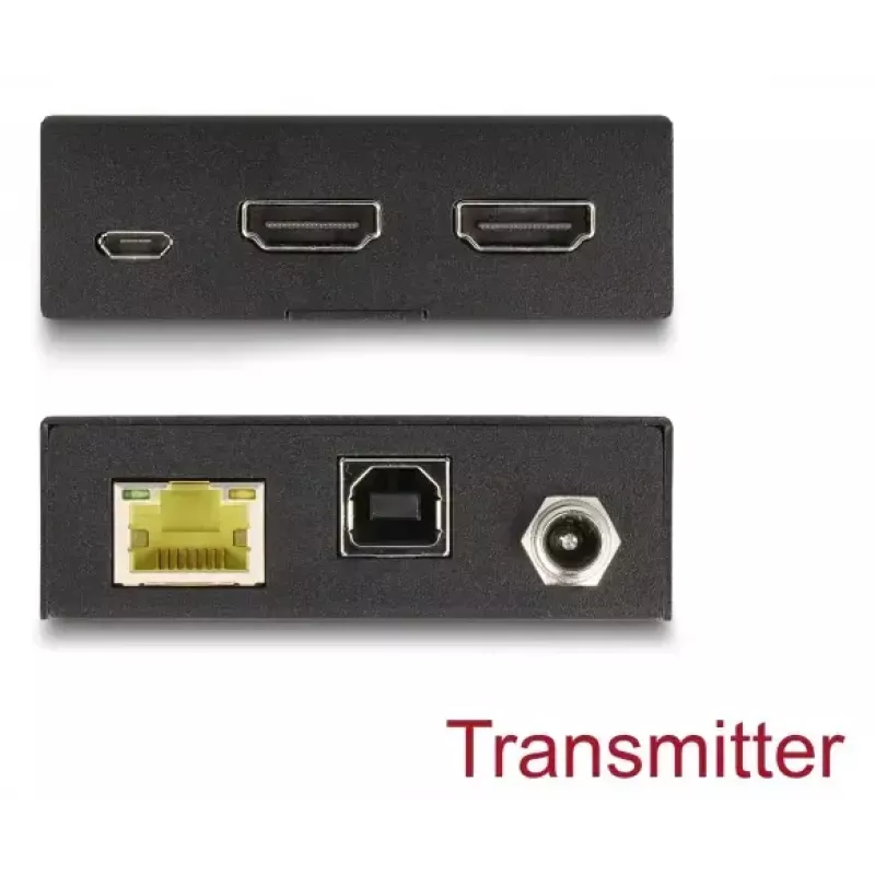 Zestaw przedłużacza KVM DELOCK 65957 — nadajnik i odbiornik HDMI i USB, przewodowy, do 70 m, 18 Gbit/s, 600 MHz, czarny