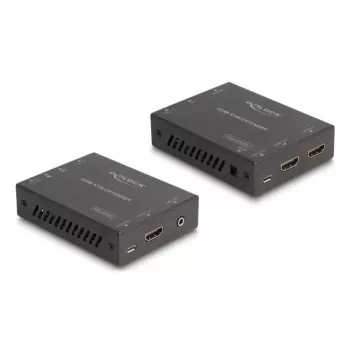 Zestaw przedłużacza KVM DELOCK 65957 — nadajnik i odbiornik HDMI i USB, przewodowy, do 70 m, 18 Gbit/s, 600 MHz, czarny