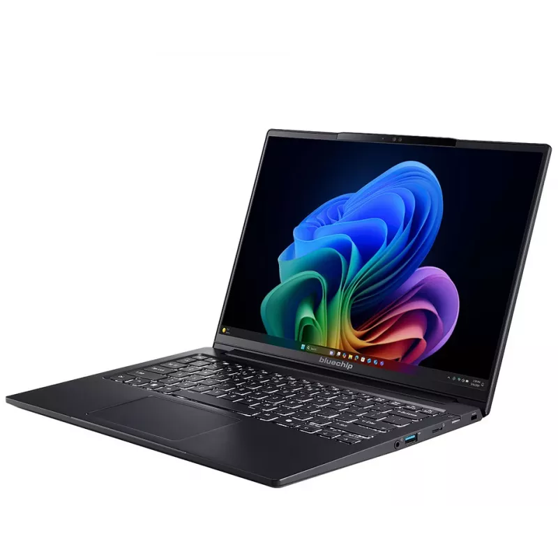 bluechip TRAVELline U14W17, Copilot+ PC Intel Core Ultra 5 135H Laptop 35.6 cm (14 cali) 16 GB LPDDR5x-SDRAM 500 GB SSD Wi-Fi 7 (802.11be) Windows 11 Pro Czarny